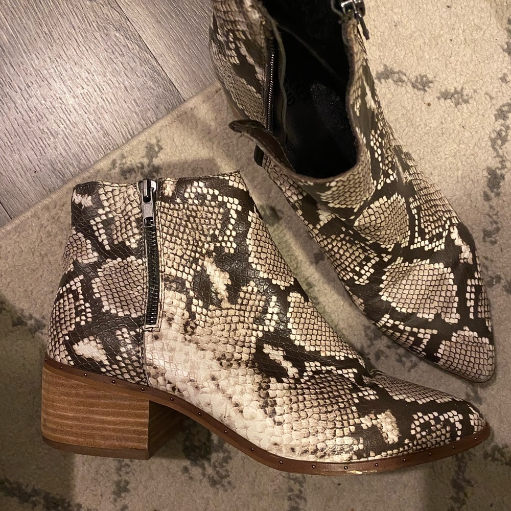 Bleeker and bond snake skin booties